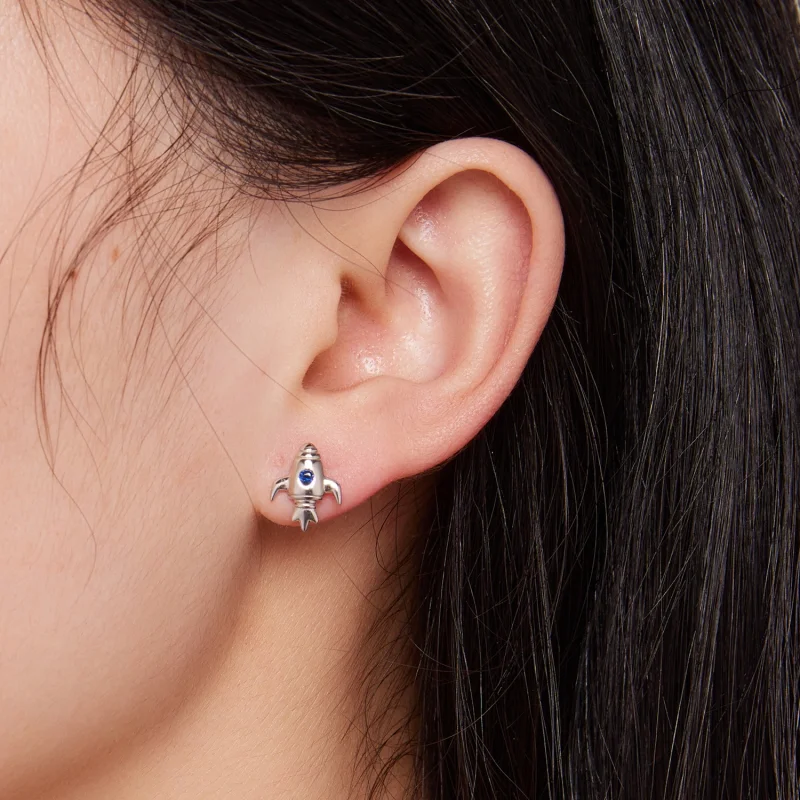 (Bild für) Pandora Style Raumschiff Asymmetrische Ohrringe - SCE1578 - Ansicht 7