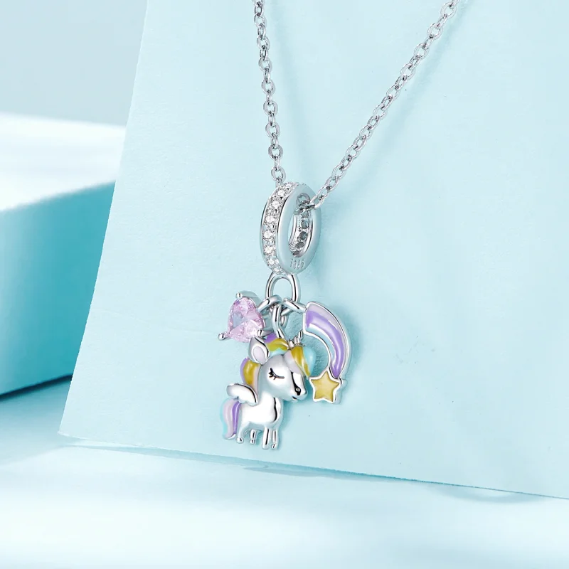(Bild für) Pandora Style Regenbogen-Einhorn-Anhänger - SCC2468 - Ansicht 2