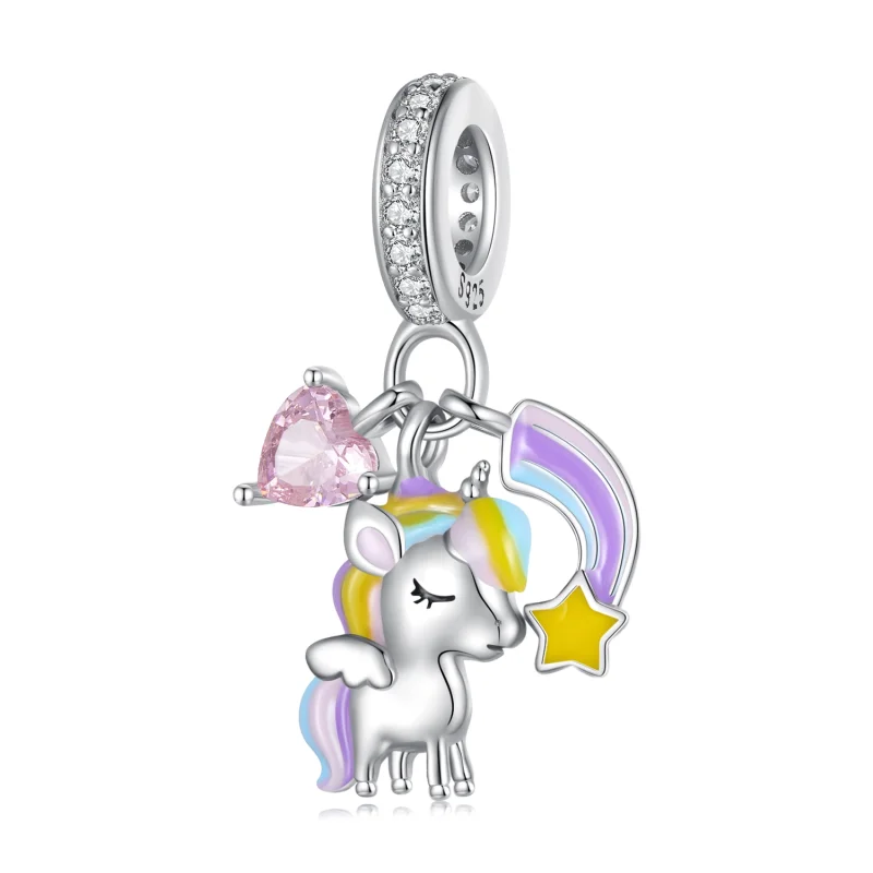 (Bild für) Pandora Style Regenbogen-Einhorn-Anhänger - SCC2468 - Ansicht 3