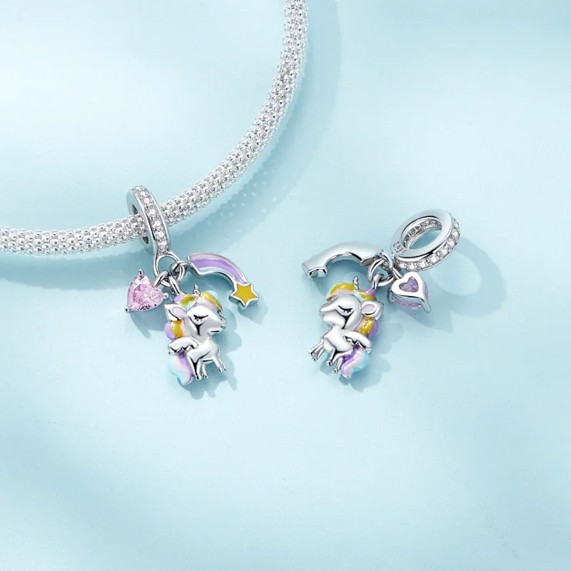 (Bild für) Pandora Style Regenbogen-Einhorn-Anhänger - SCC2468 - Ansicht 4