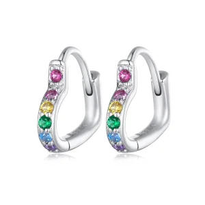 (Bild für) Pandora Style Regenbogen-Herz-Ohrringe mit Ringverschluss - SCE1626-CF