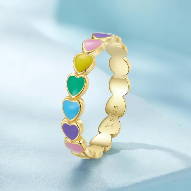 (Bild für) Pandora Style Regenbogen-Herz-Ring - SCR444-B - Ansicht 2