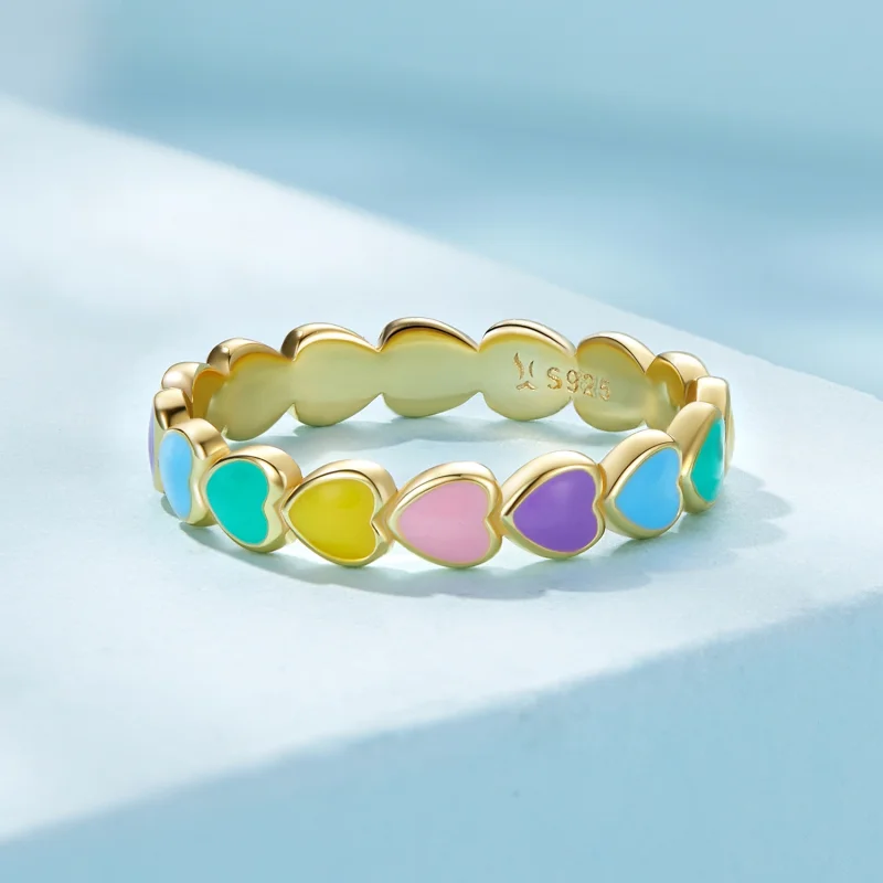 (Bild für) Pandora Style Regenbogen-Herz-Ring - SCR444-B - Ansicht 3