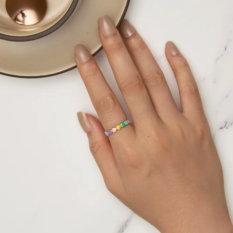 (Bild für) Pandora Style Regenbogen-Herz-Ring - SCR444-B - Ansicht 5