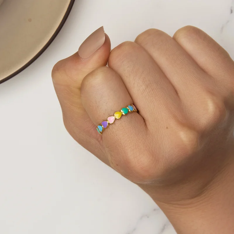 (Bild für) Pandora Style Regenbogen-Herz-Ring - SCR444-B - Ansicht 6