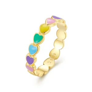 (Bild für) Pandora Style Regenbogen-Herz-Ring - SCR444-B