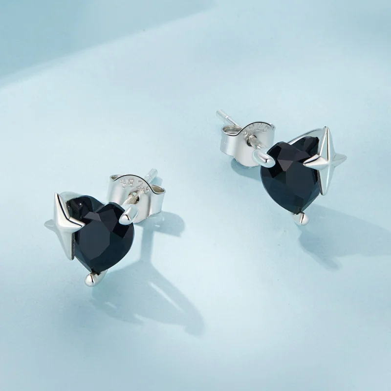(Bild für) Pandora Style Retro Herz Stecker Ohrringe - SCE1654 - Ansicht 3