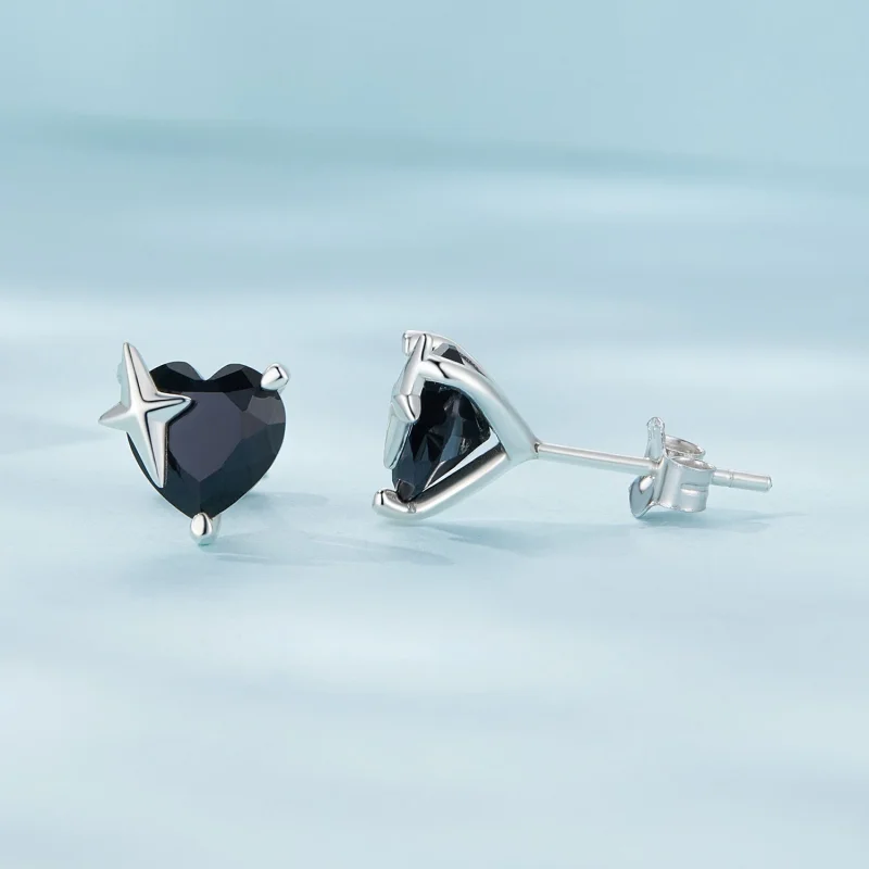 (Bild für) Pandora Style Retro Herz Stecker Ohrringe - SCE1654 - Ansicht 4
