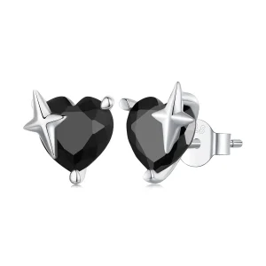 (Bild für) Pandora Style Retro Herz Stecker Ohrringe - SCE1654