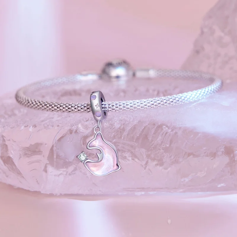 (Bild für) Pandora Style Rosa Delfin-Anhänger - SCC2639 - Ansicht 3
