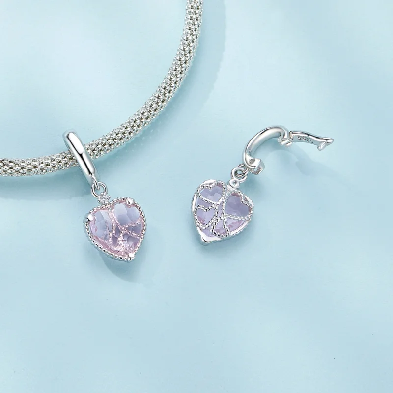 (Bild für) Pandora Style Rosa Herz-Anhänger - SCC2594 - Ansicht 4