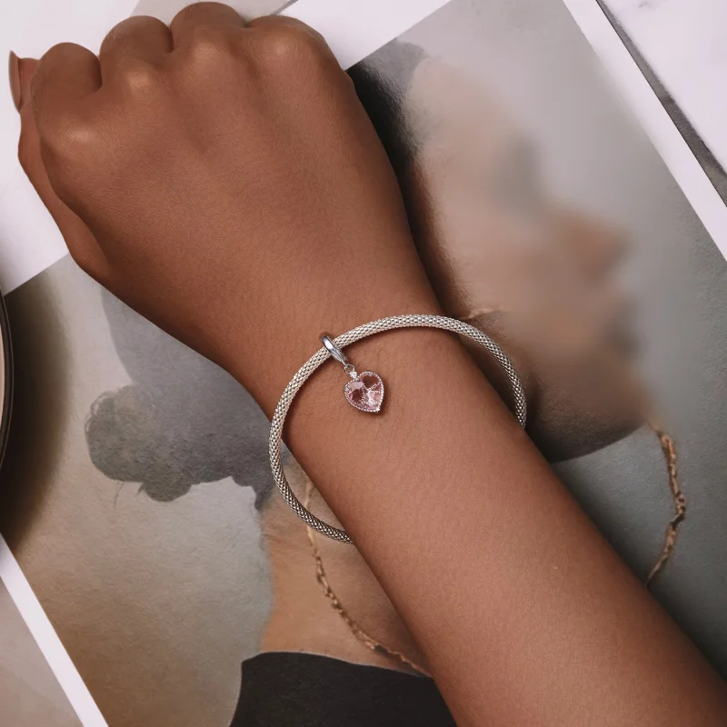 (Bild für) Pandora Style Rosa Herz-Anhänger - SCC2594 - Ansicht 5