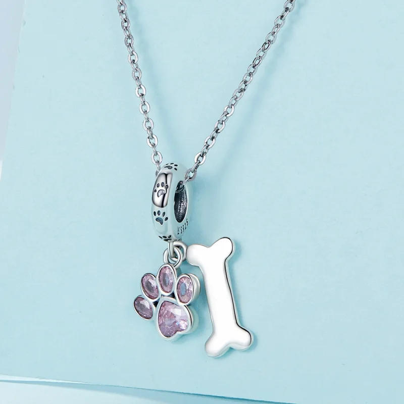 (Bild für) Pandora Style Rosa Hundepfote Knochenanhänger - SCC2127-PK - Ansicht 2