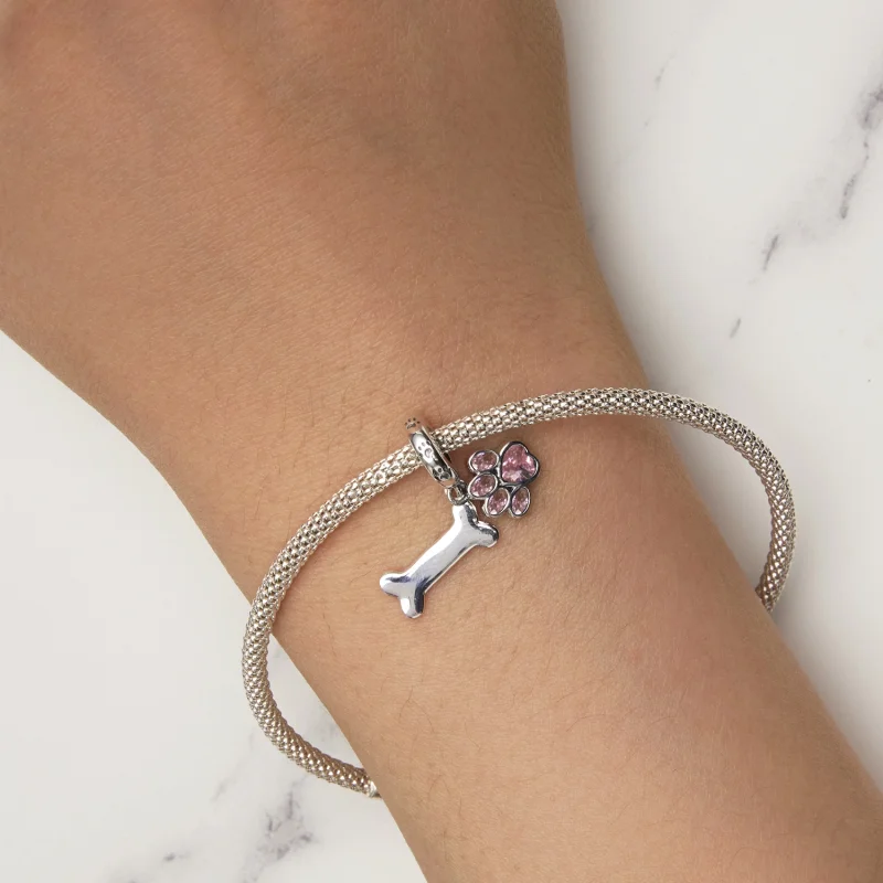 (Bild für) Pandora Style Rosa Hundepfote Knochenanhänger - SCC2127-PK - Ansicht 5