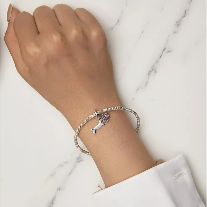 (Bild für) Pandora Style Rosa Hundepfote Knochenanhänger - SCC2127-PK - Ansicht 6