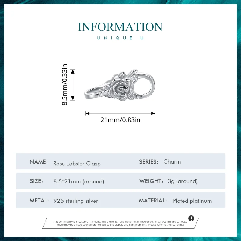 (Bild für) Pandora Style Rose Doppelter Karabiner-Verschluss - BSP024 - Ansicht 4