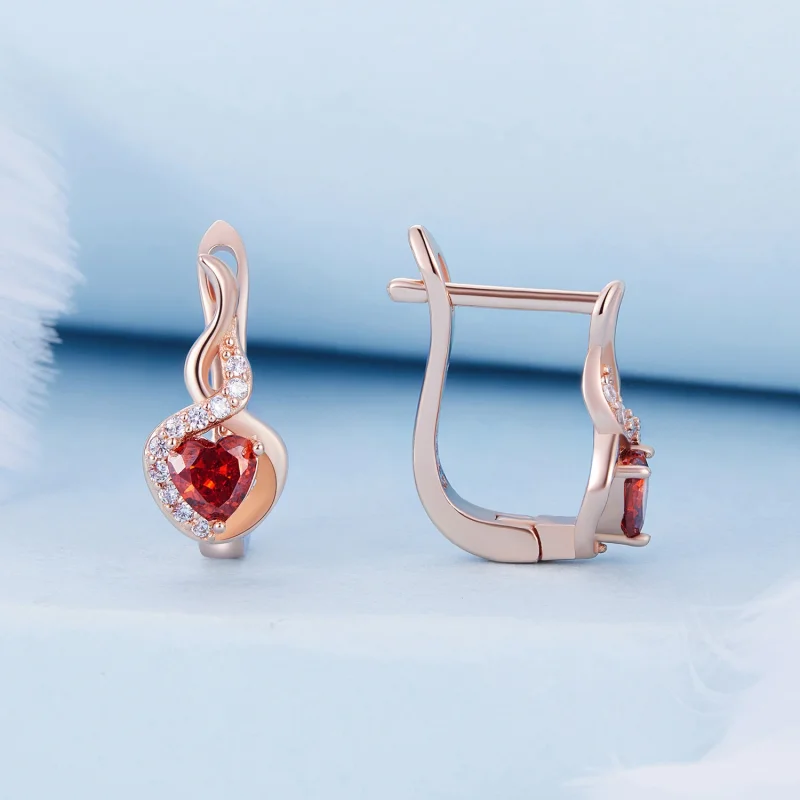 (Bild für) Pandora Style Rose Gold Love Bond Reif Ohrringe - BSE815 - Ansicht 2
