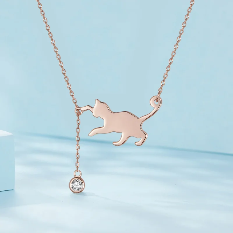 (Bild für) Pandora Style Roségoldfarben Unartiges Kätzchen Halskette - SCN232-C - Ansicht 2