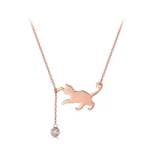 (Bild für) Pandora Style Roségoldfarben Unartiges Kätzchen Halskette - SCN232-C