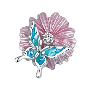 (Bild für) Pandora Style Schmetterlings-Chrysanthemen-Anhänger - BSC788