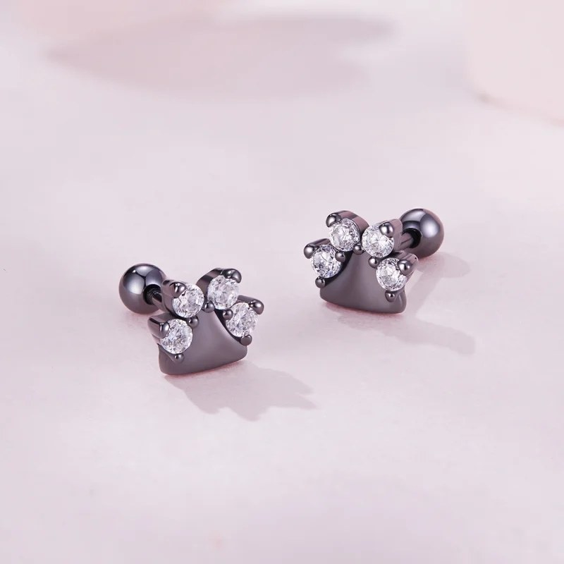 (Bild für) Pandora Style Schwarze Hundepfoten Stecker Ohrringe - SCE1575 - Ansicht 2