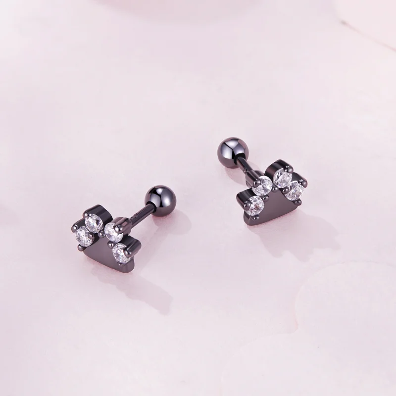 (Bild für) Pandora Style Schwarze Hundepfoten Stecker Ohrringe - SCE1575 - Ansicht 3