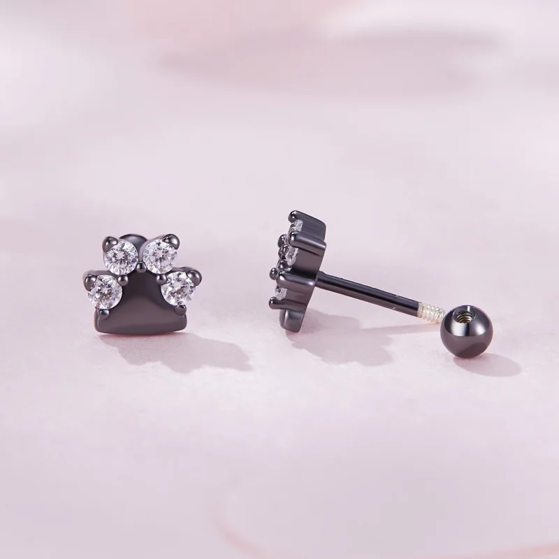 (Bild für) Pandora Style Schwarze Hundepfoten Stecker Ohrringe - SCE1575 - Ansicht 7
