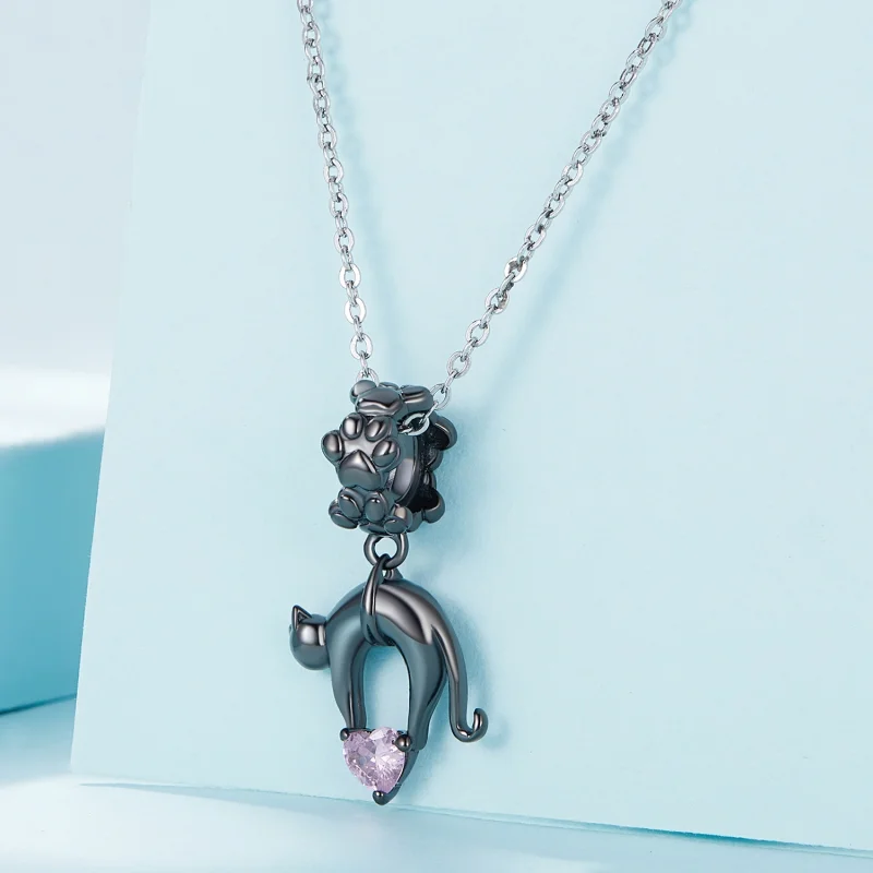 (Bild für) Pandora Style Schwarze Katze Anhänger - SCC2519 - Ansicht 2