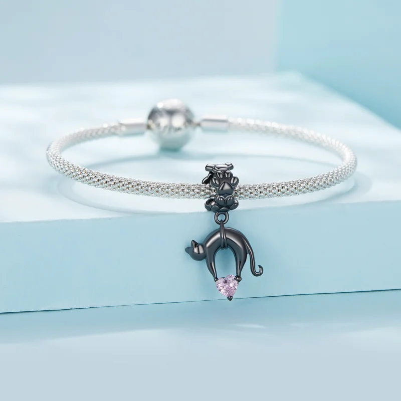(Bild für) Pandora Style Schwarze Katze Anhänger - SCC2519 - Ansicht 3