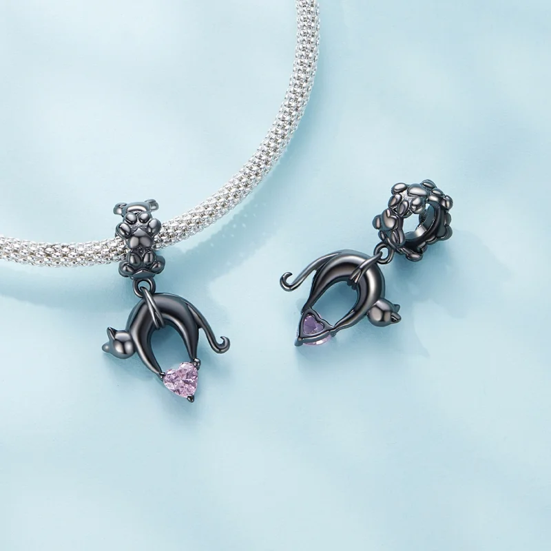 (Bild für) Pandora Style Schwarze Katze Anhänger - SCC2519 - Ansicht 4
