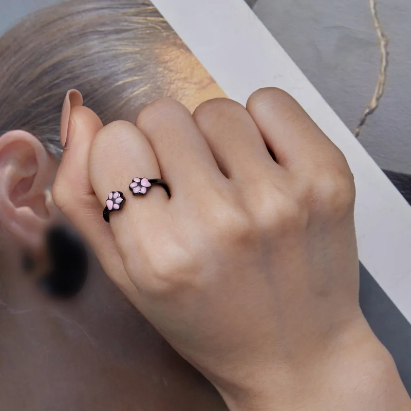 (Bild für) Pandora Style Schwarze Katzenkralle Öffnungsring - SCR913 - Ansicht 6