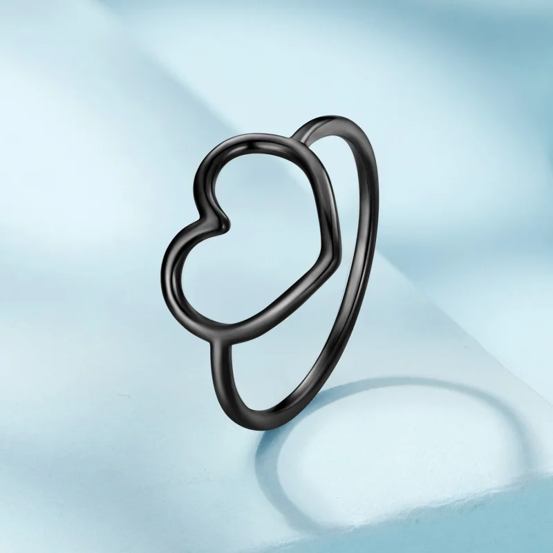 (Bild für) Pandora Style Schwarzer Herzförmiger Ring - SCR641-D - Ansicht 2