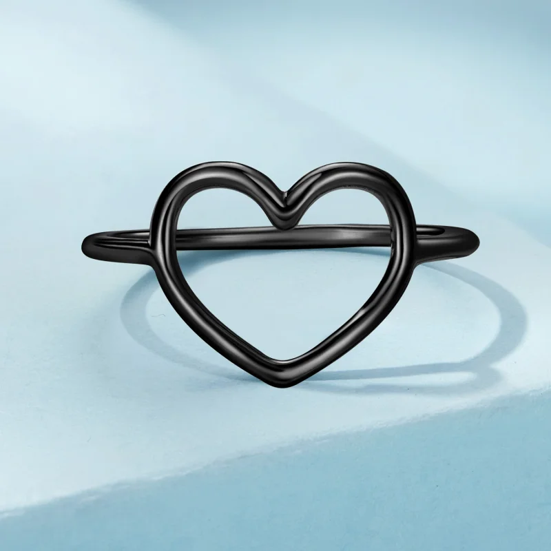 (Bild für) Pandora Style Schwarzer Herzförmiger Ring - SCR641-D - Ansicht 3