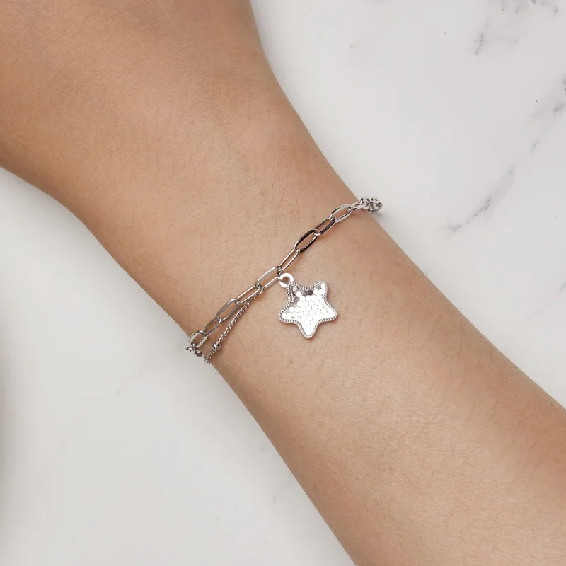 (Bild für) Pandora Style Shining Star Chain Armband - BSB137 - Ansicht 5