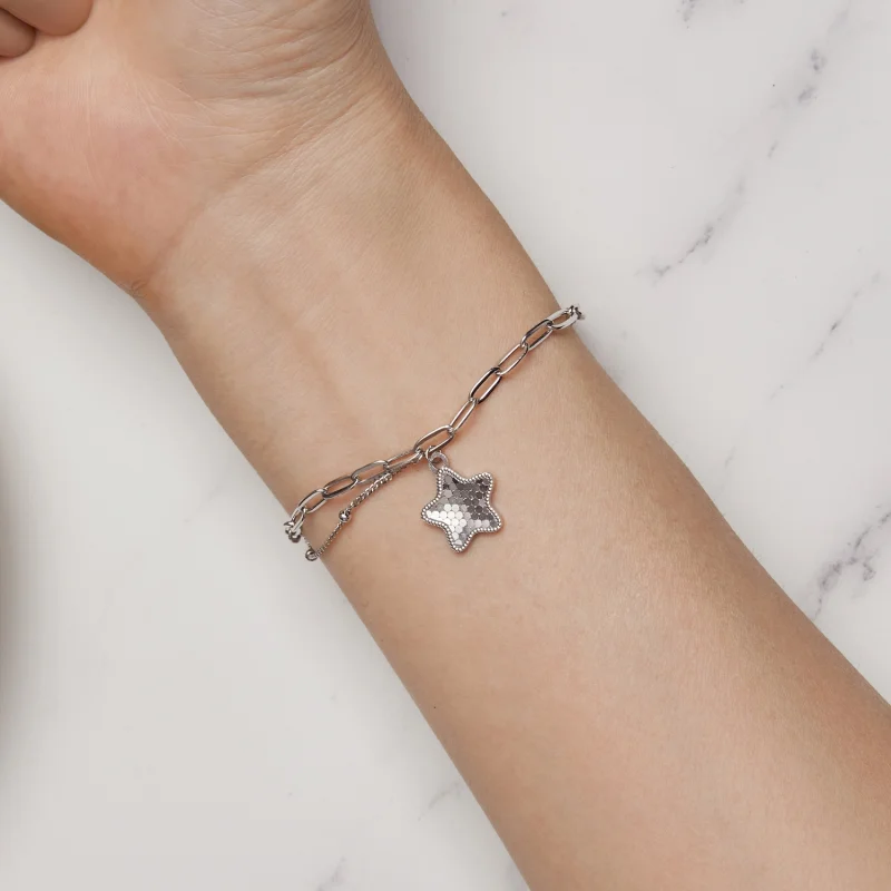 (Bild für) Pandora Style Shining Star Chain Armband - BSB137 - Ansicht 6