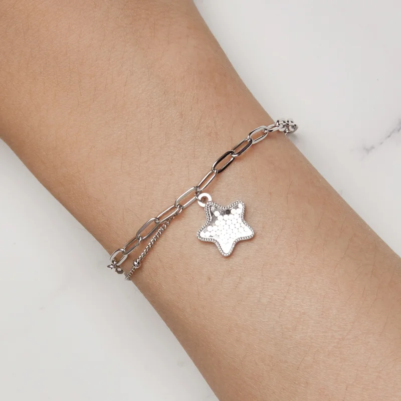 (Bild für) Pandora Style Shining Star Chain Armband - BSB137 - Ansicht 7