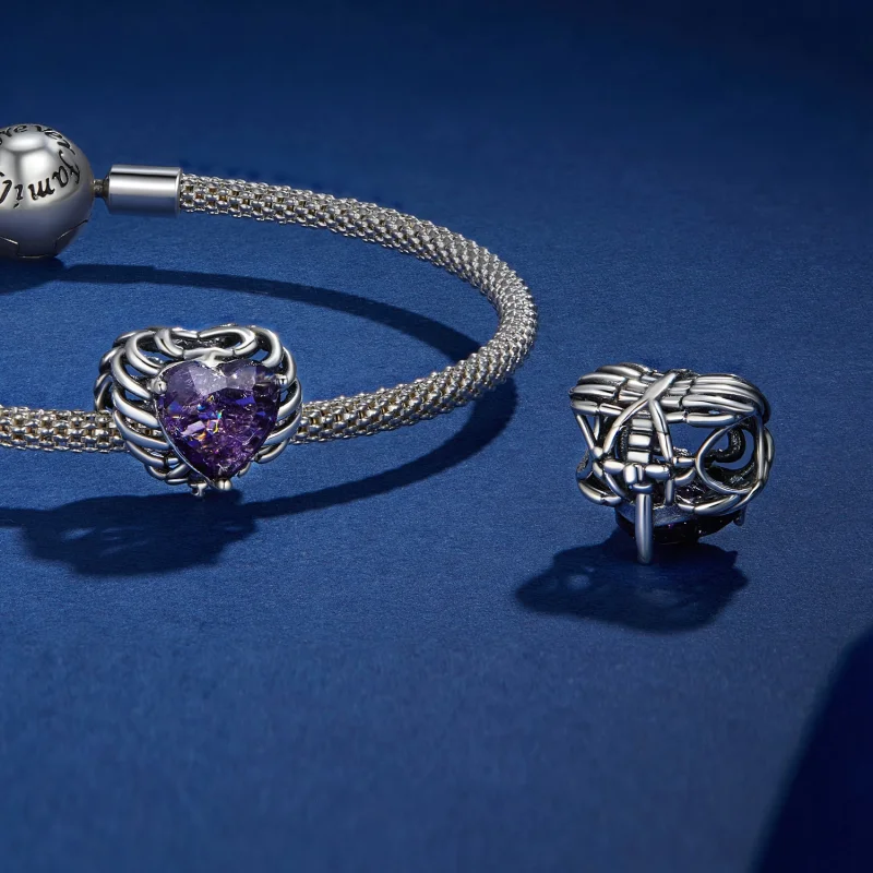 (Bild für) Pandora Style Skeleton Heart Charm - BSC910 - Ansicht 4