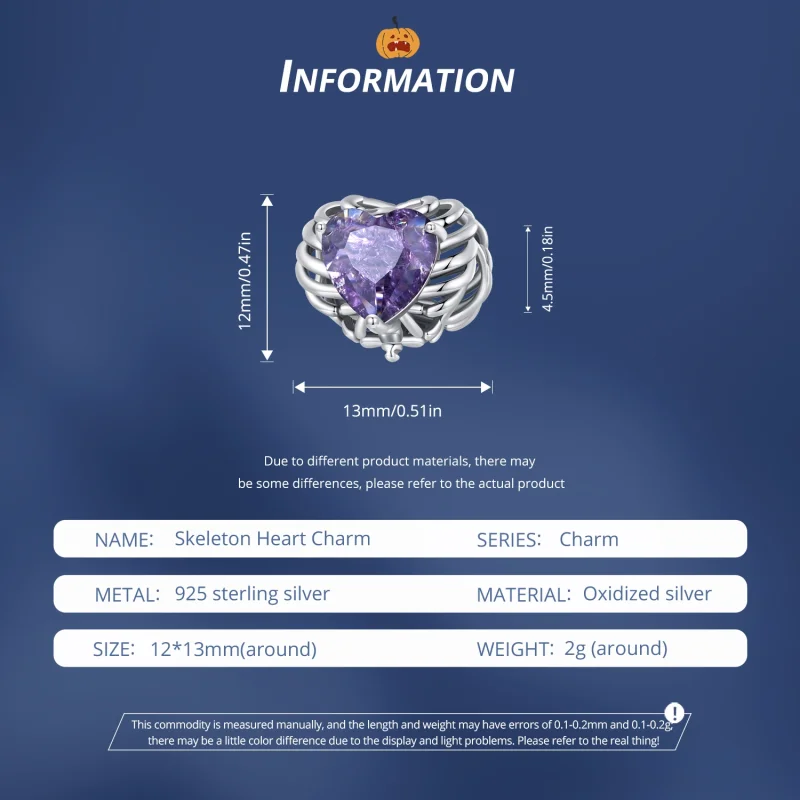 (Bild für) Pandora Style Skeleton Heart Charm - BSC910 - Ansicht 6