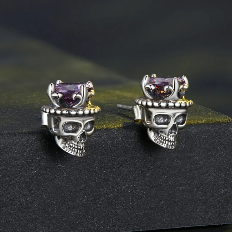(Bild für) Pandora Style Skeleton King Stecker Ohrringe - BSE892 - Ansicht 2