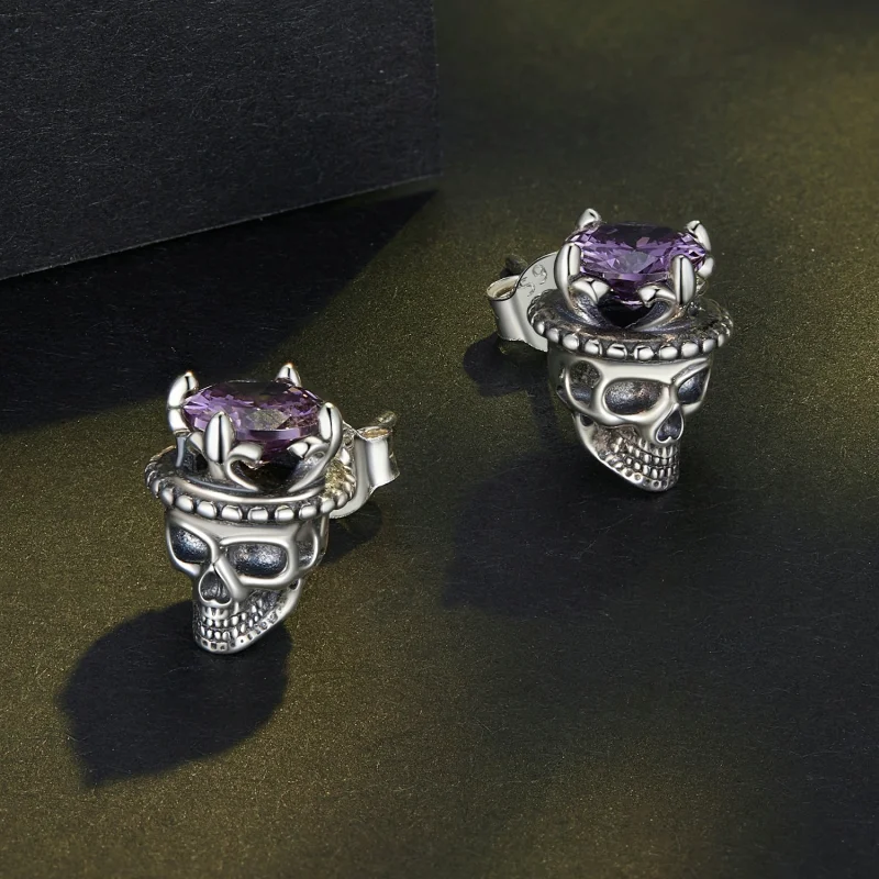 (Bild für) Pandora Style Skeleton King Stecker Ohrringe - BSE892 - Ansicht 3