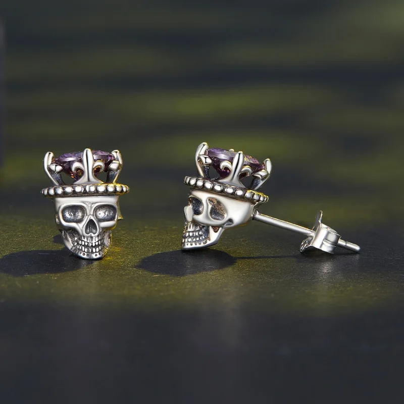 (Bild für) Pandora Style Skeleton King Stecker Ohrringe - BSE892 - Ansicht 4