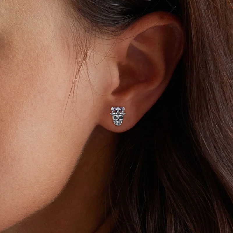 (Bild für) Pandora Style Skeleton King Stecker Ohrringe - BSE892 - Ansicht 6