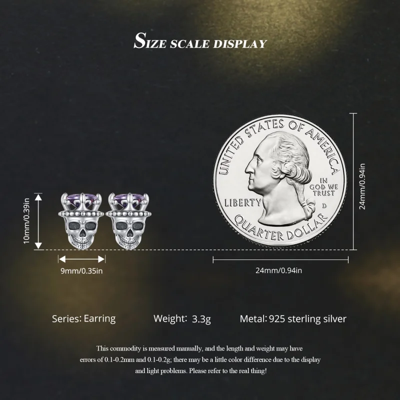 (Bild für) Pandora Style Skeleton King Stecker Ohrringe - BSE892 - Ansicht 7