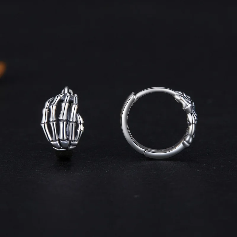 (Bild für) Pandora Style Skelett-Hand-Reifenohrringe - SCE1641 - Ansicht 2