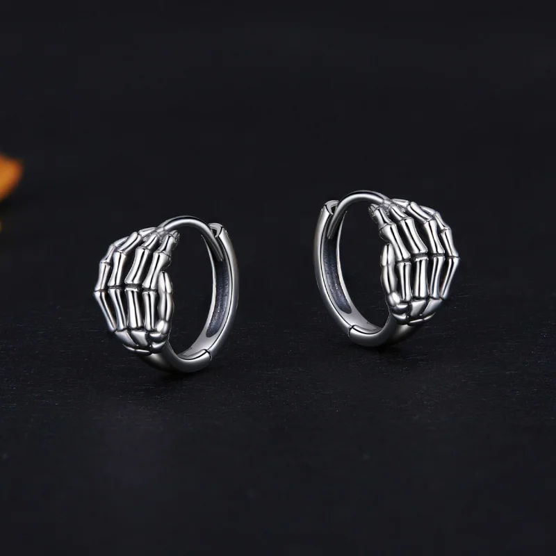 (Bild für) Pandora Style Skelett-Hand-Reifenohrringe - SCE1641 - Ansicht 3