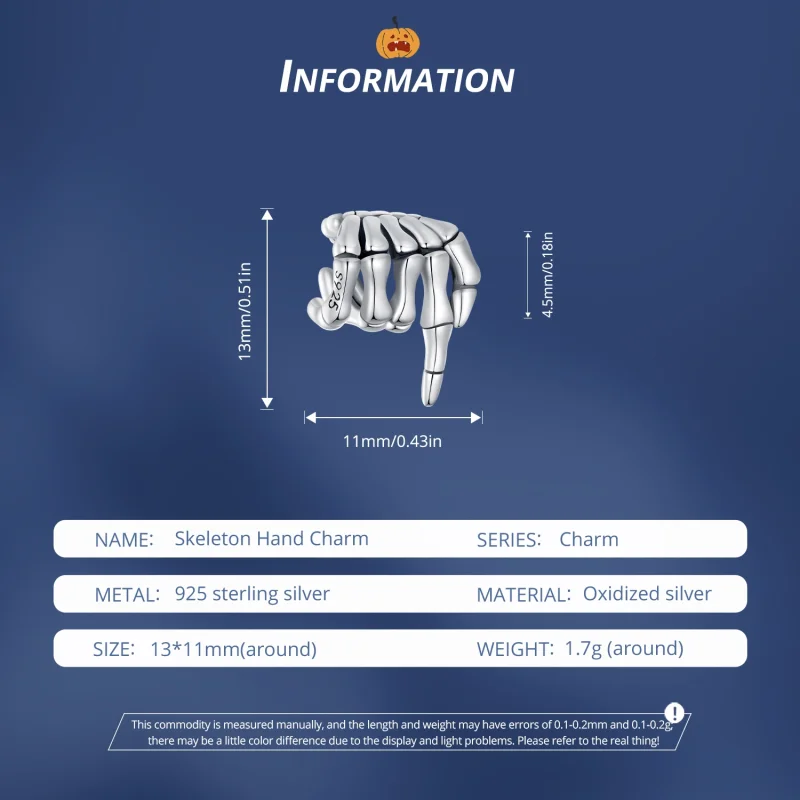 (Bild für) Pandora Style Skeletthand-Anhänger - BSC909 - Ansicht 6