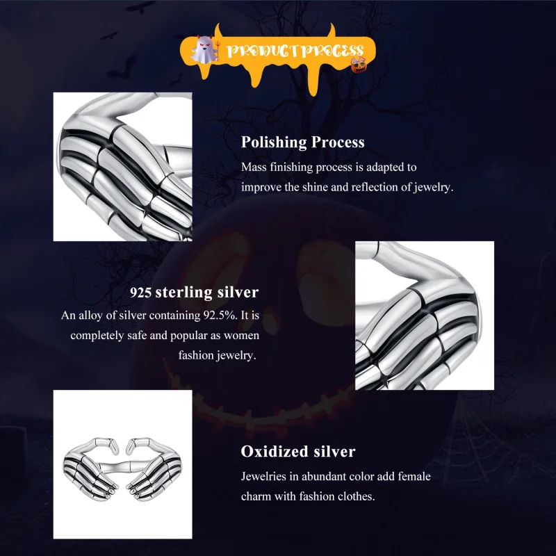 (Bild für) Pandora Style Skeletthand Offener Ring - SCR971-E - Ansicht 6