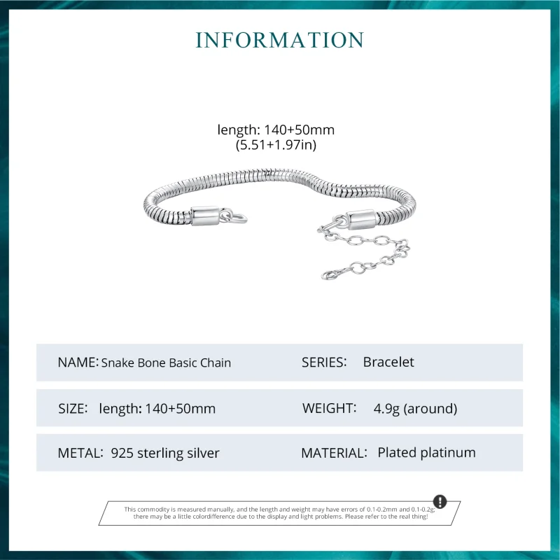 (Bild für) Pandora Style Snake Bone Chain Armband - BSB150 - Ansicht 6