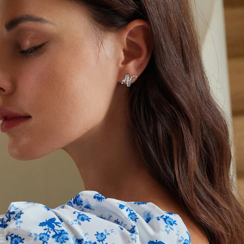 (Bild für) Pandora Style Snake Hoop Earrings - BSE883 - Ansicht 5
