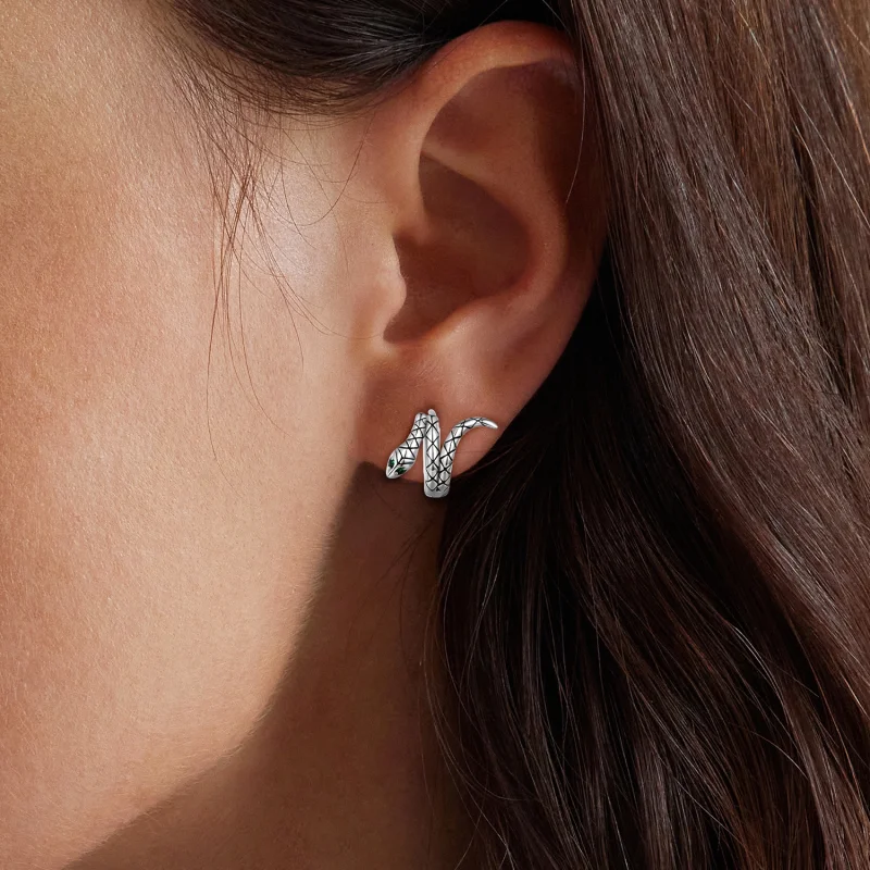 (Bild für) Pandora Style Snake Hoop Earrings - BSE883 - Ansicht 6